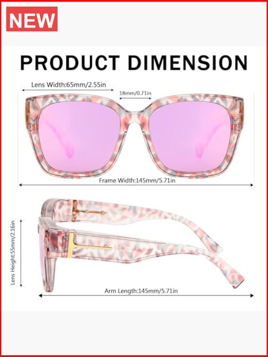 Mirrored Polarized Fit Over Glasses Sunglasses Oversized Square UV400 main image 6